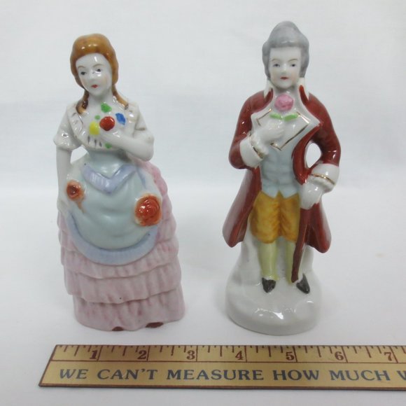 Figurines 40s Vintage 18th Century French Fashion Couple Porcelain Lot of 2 - Picture 8 of 11